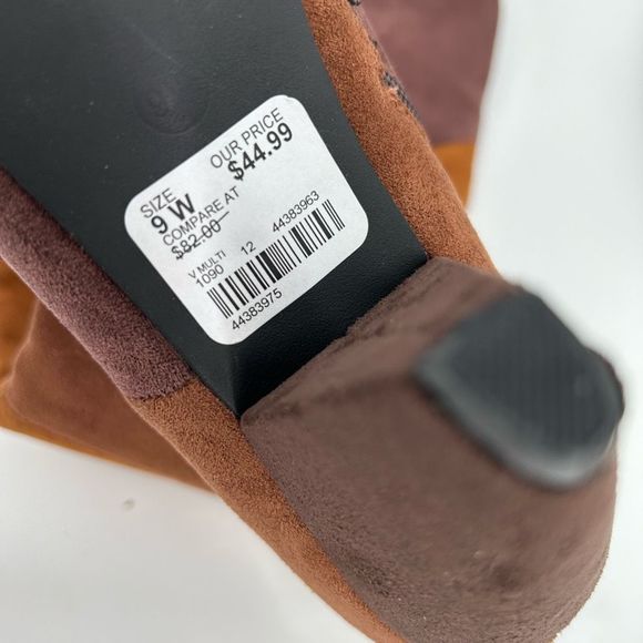 Suede Colorblock Pattern Boots Size 9 Wide Calf Knee High Heeled Cato Comfort Es - Picture 4 of 15